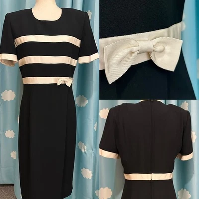 Vestido Power Vintage Años 80 Blanco y Negro, 6-8 Foto 1 de 4