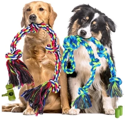 5Pk Dog Rope Toy for Aggressive Chewers Tug Of War Large Medium Dogs Teeth Cle.. - Image 1 of 4