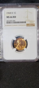 1968-D NGC MS 66 RD 1c Lincoln Memorial Cent - Picture 1 of 2