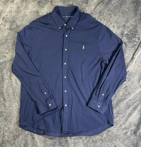 Ralph Lauren Button Down Shirt Men’s XXL Navy Blue Knit Oxford - Bild 1 von 8