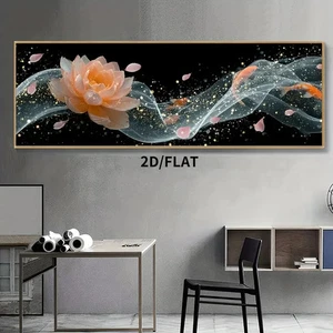 Impresión panorámica minimalista dorada de peces koi arte de pared decoración del hogar - Imagen 1 de 6