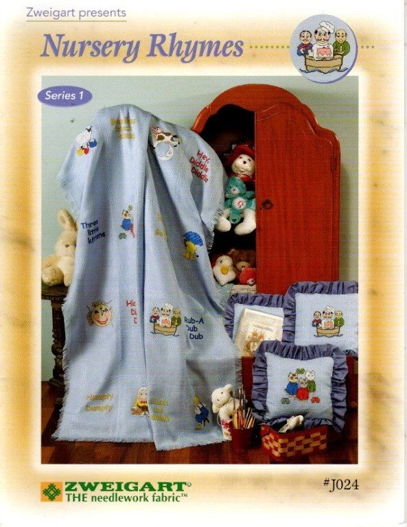 ZWEIGART PRESENTS CROSS STITCH NURSERY RHYMES AFGHAN & PILLOWS - Image 1 of 1