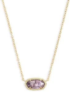 Kendra Scott Elisa Pendant Amethyst Necklace, 14k Gold Plated - Picture 1 of 4