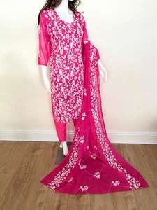 Indian Asian Pakistani eid Party 3pc Salwar Kameze designer chiffon dress S/M - Picture 1 of 7
