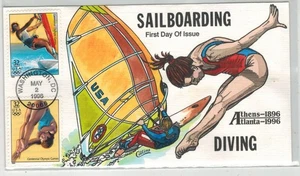 1996 COLLINS HANDPAINTED ATLANTA OLYMPICS COMBO OCEAN SAILBOARDING & DIVING - Picture 1 of 1