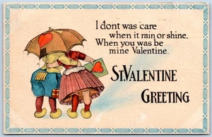 Postkarte Valentinstag Gruß Junge und Mädchen unter Regenschirm niederländisch B&S Kneipe HV10 - Bild 1 von 2