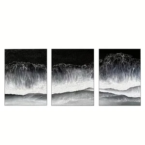 3pcs Sea Wave Painting in Neutral Tones Wall Art Canvas Framed 50x70cm - Picture 1 of 2