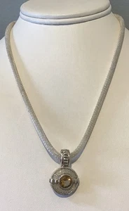 Sterling Silver Signatures Citrine Pendant w/ 18" Mesh Chain - Picture 1 of 7