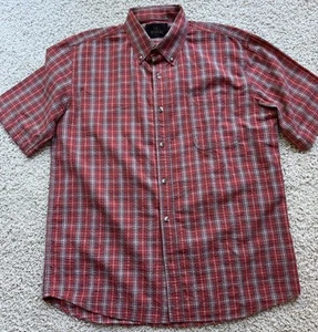 Men’s Red Head Red Check Seersucker Short Sleeve Button Down Shirt Size M - Picture 1 of 5