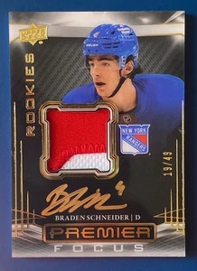 2022-23 BRADEN SCHNEIDER UD Premier Focus Rookies Auto #'d19/49 #PFPR-BS Rangers - Picture 1 of 4