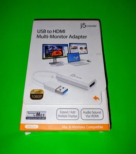 USB to HDMI Multi-Monitor Adapter- J5 Create Full HD 1080p New In Box JUA254 - Picture 1 of 4