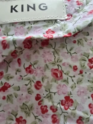 Laura Ashley emogene 粉红色 棉 Percale King 床单套装 粉红色 红色 灰色 花 全新 — 第 1/4 张图片