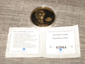 2012 AMERIKANISCHE MÜNZPRÄSIDENTEN DER REPUBLIKANISCHEN PARTEI ABRAHAM LINCOLN 24K GESCHICHTET - Bild 1 von 2