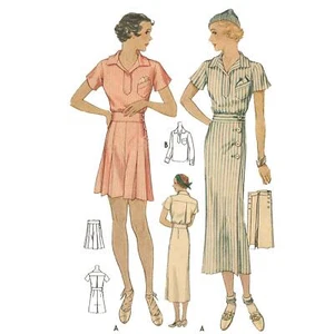 Blusa, falda y pantalones cortos deportivos para mujer con patrón de la década de 1930 - Imagen 1 de 1