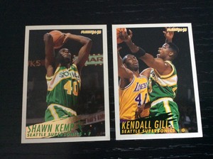 Fleer 94-95 Basketball Trading Cards (2) - Shawn Kemp & Kendall Gill (S’sonics)