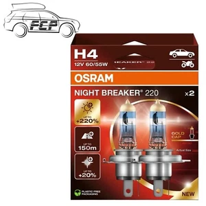 OSRAM Night Breaker 220 H4 Car Headlight Bulbs (Twin) - 220% More Light NEW - Picture 1 of 4