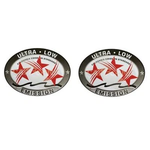 2Pcs New Ultra Low Emission 3 Outboard Graphic Sticker Decal - Red 3.58"x2.4" - Picture 1 of 5