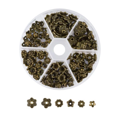 1 Caja de Bronce Antiguo Estilo Mixto Flor Estilo Tibetano Aleación Tapas de Cuentas 6~10x2~4mm Foto 1 de 4