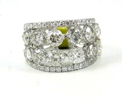 Anillo ancho cúpula cúpula diamante redondo natural banda oro blanco 14k 4,90 quilates Foto 1 de 4