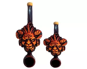 Juego de 2 piezas de mitología de 2 pipas pequeñas y mini hechas a mano para fumar tabaco Pan Ram - Imagen 1 de 3