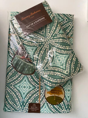 Tommy Bahama Verde Juego Mantel y 4 Servilletas 70" Paraguas Redondo Exterior/Interior Foto 1 de 4
