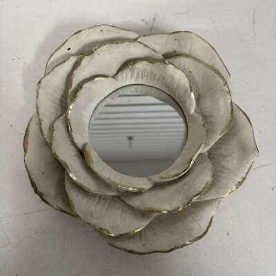 Nanette Lepore Vintage Inspired White Gold Magnolia Lotus Flower Accent Mirror - Image 1 of 3