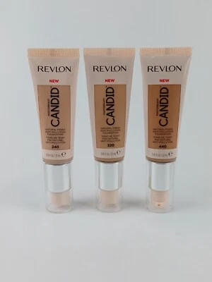 3 PACK MIXED LOT REVLON CANDID FOUNDATION NATURAL BEIGE, CARAMEL & TAWNY - Image 1 of 4