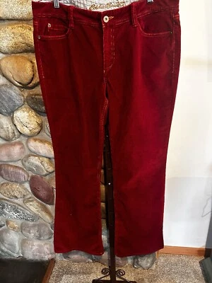 Calça de veludo Eddie Bauer feminina tamanho 12 clássica bootcut vermelha - Imagem 1 de 4