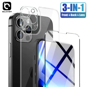 Protector de pantalla de vidrio templado lente frontal + posterior + cámara para iPhone 14 13 Pro Max Plus - Imagen 1 de 18