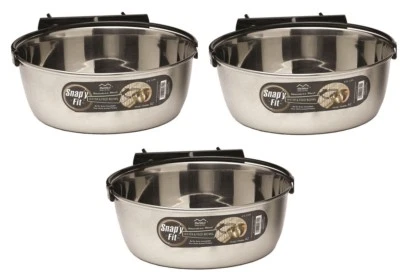 (3) Cuencos Snap'Y Fit # 42 de acero inoxidable para mascotas/perros de 2 cuartos con soporte de caja  Foto 1 de 4