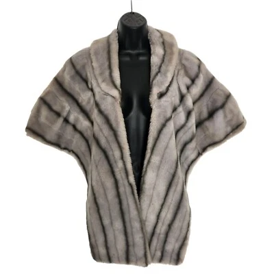 Vtg 1950s Princetons Mutation Gray Faux Fur Stole Caplet Wedding Evening Jacket  - Image 1 of 4