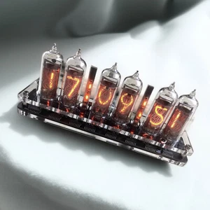 IN-14 6- digits Nixie clock. Carbon fiber case. With installed tubes.Uy - Picture 1 of 11