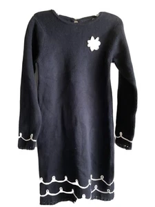 Sweater Shift Dress Girls Size 5T Long Sleeve Black White Embroidery New - Picture 1 of 6