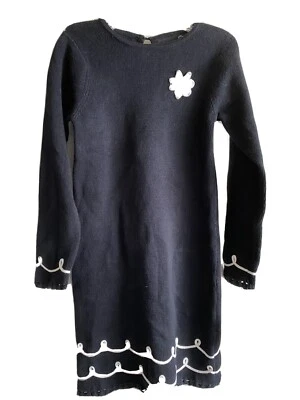 Sweater Shift Dress Girls Size 5T Long Sleeve Black White Embroidery New - Image 1 of 4