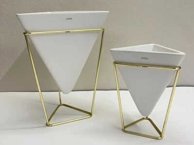 Umbra Trigg геометрическая настольная сеялка/ваза/сосуд для хранения керамическая латунь 2 шт. - Изображение 1 из 4