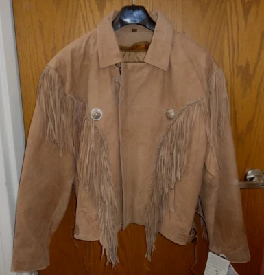 NUEVO CON ETIQUETAS Chaqueta de Cuero Distress King Thinsulate 3M Motociclista Flecos Occidentales Para Hombre EU 52 Foto 1 de 4