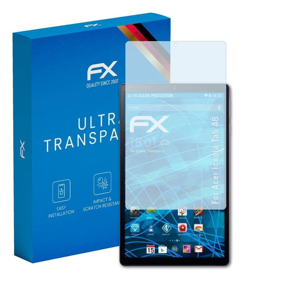 atFoliX 2x Screen Protection Film for Acer Iconia Tab A8 Screen Protector clear - Image 1 of 4