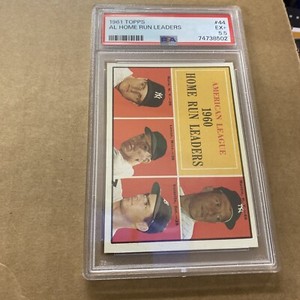 1961 Topps #44 AL Home Run Leaders PSA 5.5 EX+ Mantle Maris