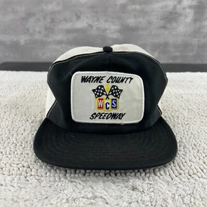 VINTAGE WAYNE COUNTY SPEEDWAY MESH SNAPBACK TRUCKER HAT OSFA TWO TONE OHIO PATCH - Picture 1 of 6