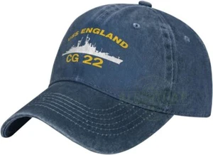 USS England Cg 22 Dlg 22 Unisex Baseball Cap Adjustable Men's Denim Hat Dad Hat - Picture 1 of 7
