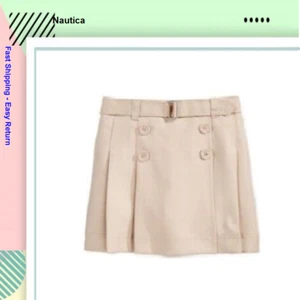Nautica Little Girls Belted Pleated School Uniform Skirt, Khaki, Size 4 - Picture 1 of 1