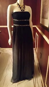 **NEW* ADRIANNE PEPELL BLACK GRAY EMBELLISHED EVENT GOWN MAXI DRESS Sz14 Rt $298 - Picture 1 of 12