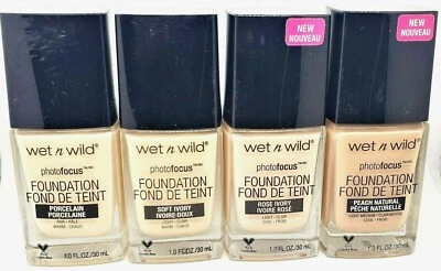 Wet N Wild Photofocus Foundation Porcelain or Peach Choose from 2 Colors - Image 1 of 4