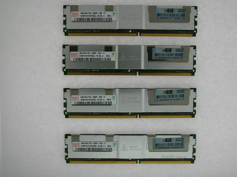 16G 4X4GB Hynix HYMP151F72CP4N3-Y5 Fully Buffered PC2-5300 2Rx4 HP 466436-061 - Image 1 of 1