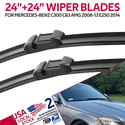 Front Windshield Wiper Blades Pair 24"+24" For Mercedes-Benz CLS63 AMG 2012-2014 - Imagem 1 de 4