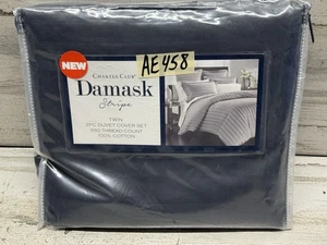 Juego de funda nórdica Charter Club 550 a rayas doble 2 piezas carbón nuevo - Imagen 1 de 5