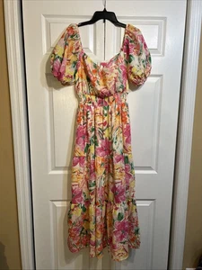 FLYING TOMATO Maxikleid Gr. M Medium Blumen Stufen gesmokte Taille mehrfarbig - Bild 1 von 11