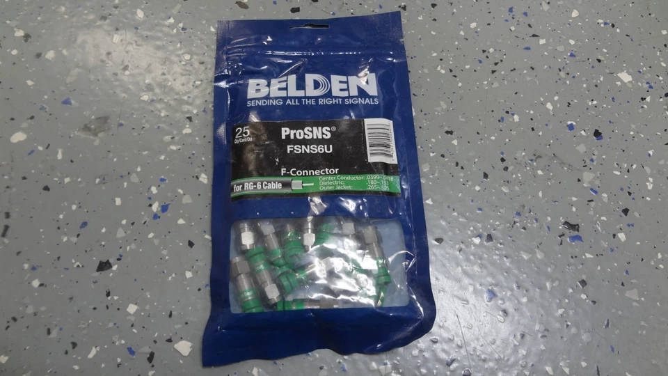 Belden ProSNS Universal F-Connectors FSNS6U For RG-6 Cable 25-Pk - Image 1 of 1