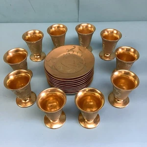 Saki oro giapponese set 10 tazze con piattini diametro 4 3/4" - Foto 1 di 16