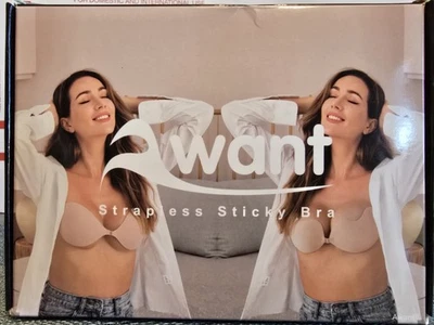 Sutiã adesivo sem alças Awant adesivo nude tamanho C novo na caixa - Imagem 1 de 4